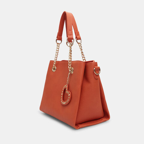Bolso shopper de mujer con colgante de corazón, Naranja Bolso shopper de mujer con colgante de corazón, Naranja